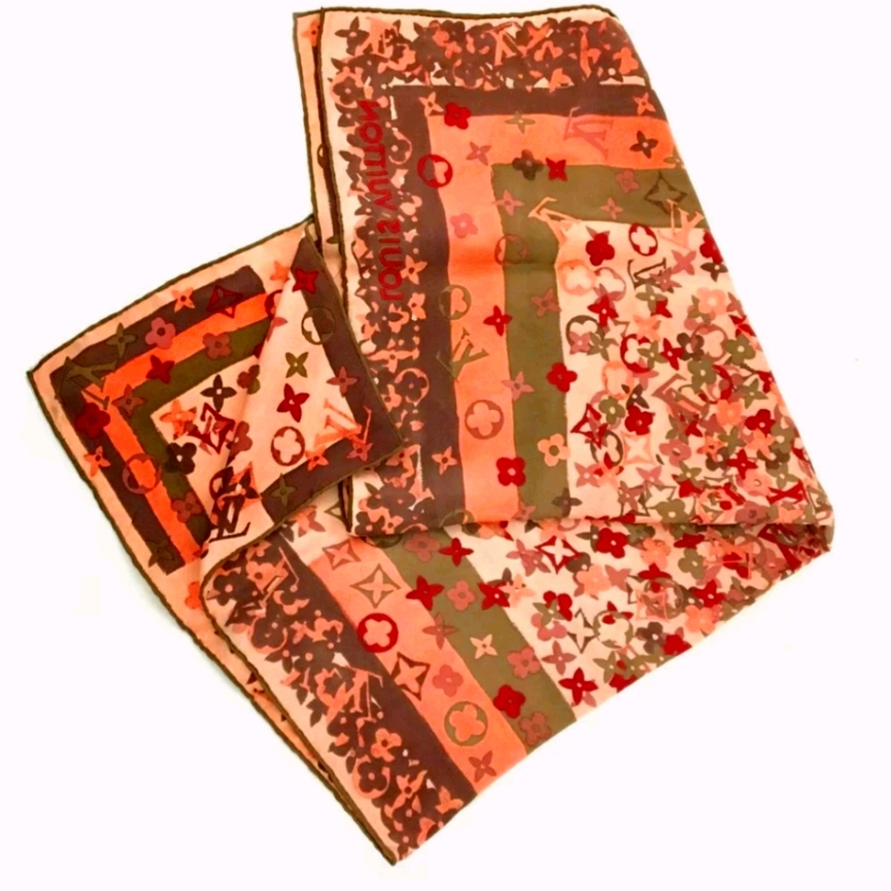 AUTH LOUIS VUITTON MONOGRAM MULTICOLOR SILK SCARF